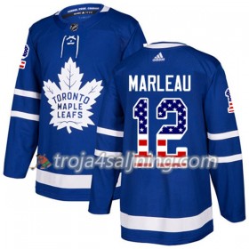 Toronto Maple Leafs tröja Patrick Marleau 12 Adidas 2017-2018 Blå USA Flag Fashion Authentic - NHL Tröjor Herr